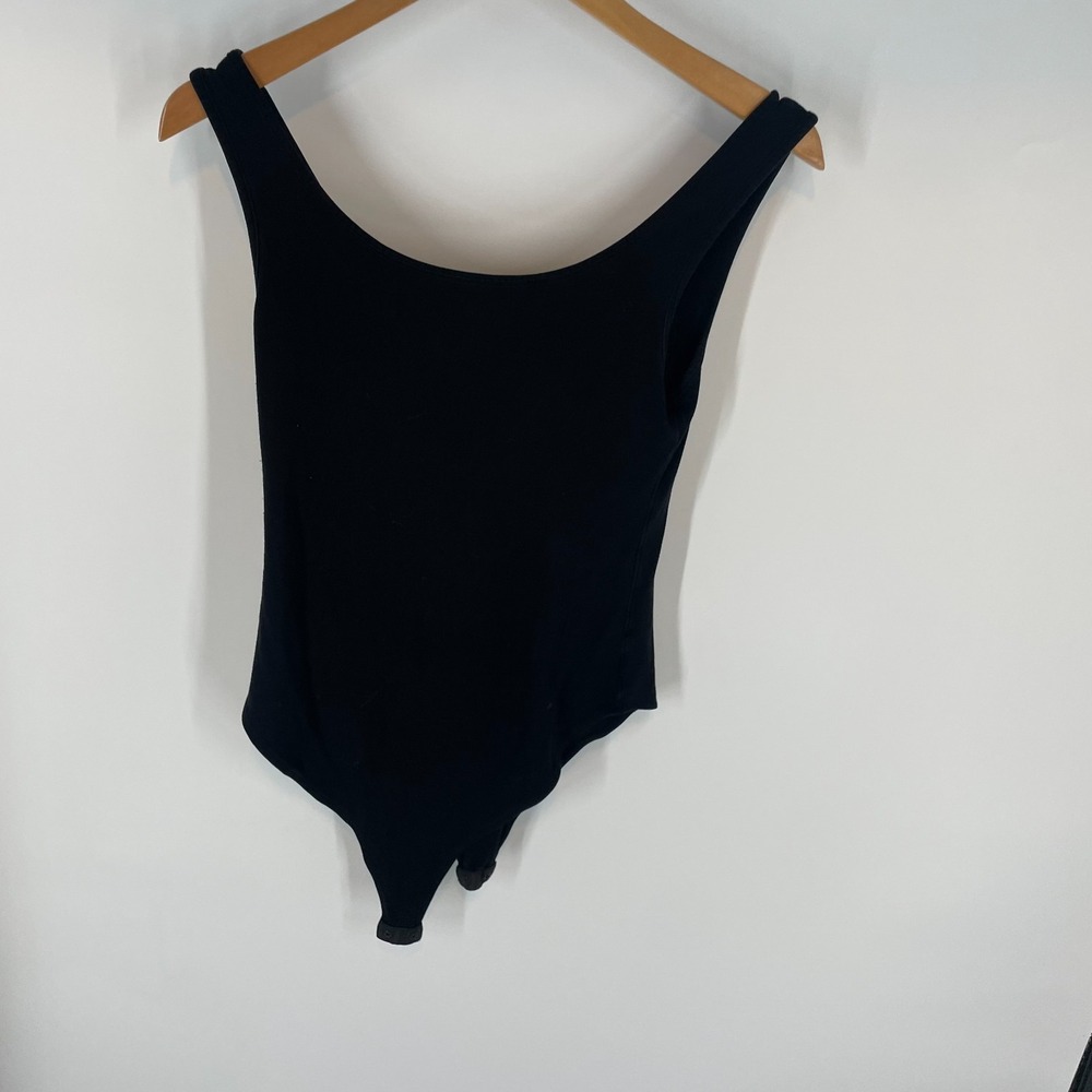 Mangopop Collection Sleeveless Scoop Neck Stretch Cosy Bodysuit Black Size M